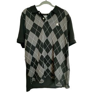 Express Y2K Vintage Polo Argyle Print Shirt Men Size X Large
